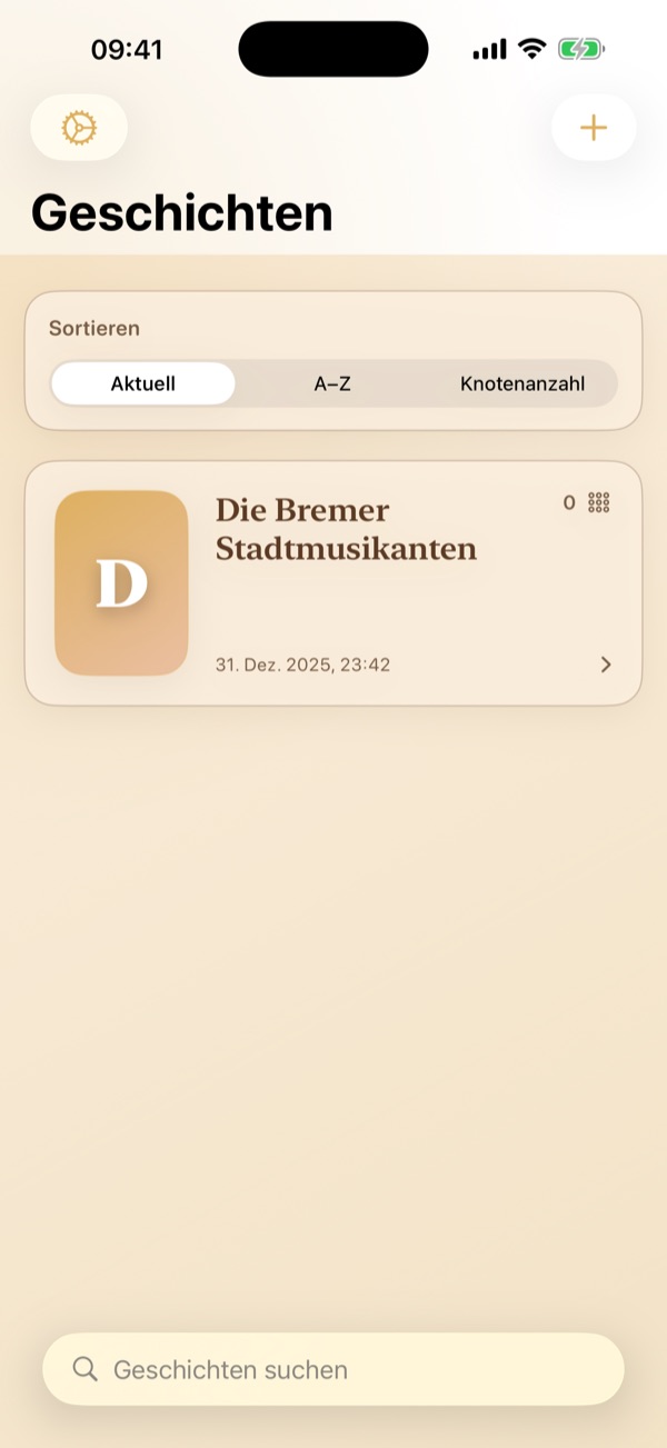 Talevonia KI-Geschichtenbibliothek mit mehreren Schreibprojekten