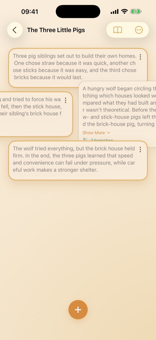 Visual story tree for branching narratives and multiple endings