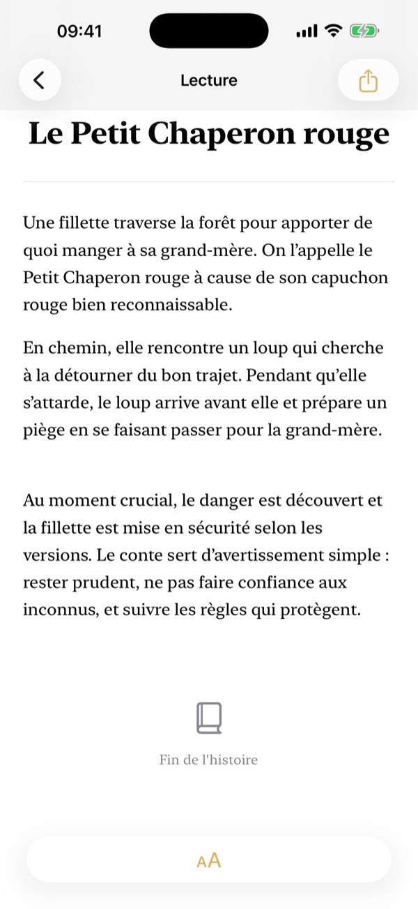 Mode de lecture immersif pour les histoires générées par IA
