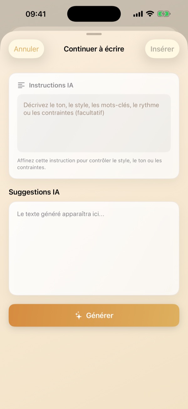 Fonctionnalités de polissage et de réécriture par IA pour une meilleure prose